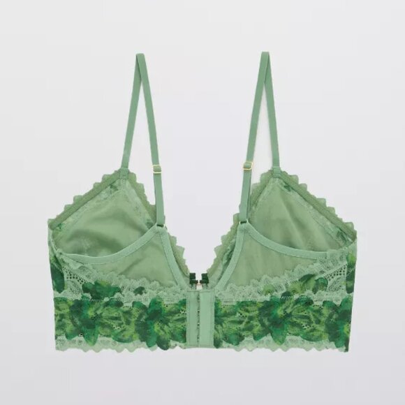 Aerie Sunkissed Lace Triangle Bralette Green Mission M - Picture 8 of 12